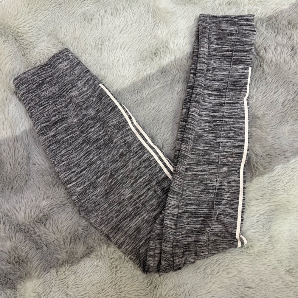 Streetwear Society Grey Compression Leggings | Racer Stripe High Waist Lifting